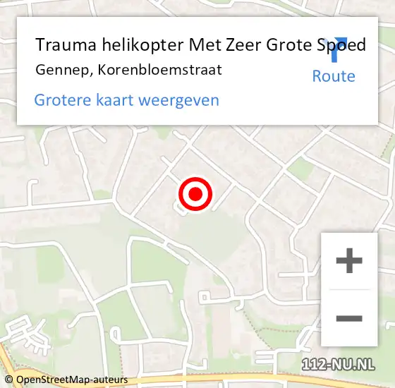 Locatie op kaart van de 112 melding: Trauma helikopter Met Zeer Grote Spoed Naar Gennep, Korenbloemstraat op 9 november 2024 02:48