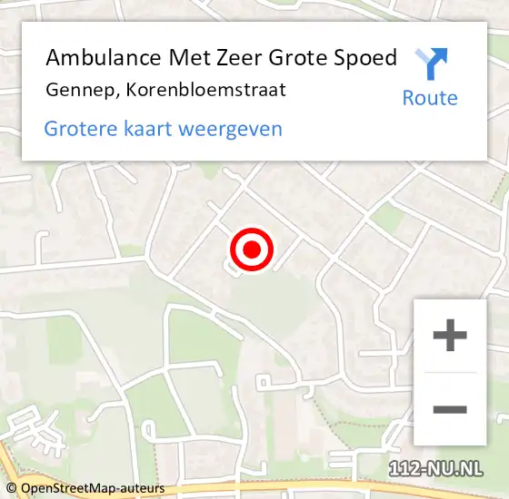 Locatie op kaart van de 112 melding: Ambulance Met Zeer Grote Spoed Naar Gennep, Korenbloemstraat op 9 november 2024 02:57