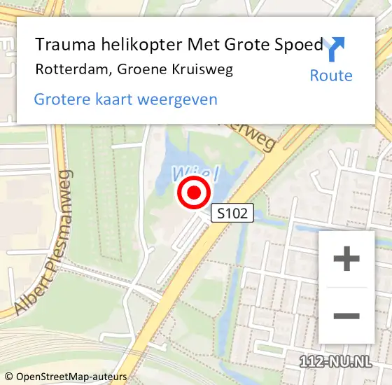 Locatie op kaart van de 112 melding: Trauma helikopter Met Grote Spoed Naar Rotterdam, Groene Kruisweg op 9 november 2024 03:03