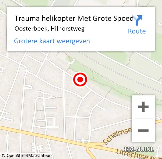 Locatie op kaart van de 112 melding: Trauma helikopter Met Grote Spoed Naar Oosterbeek, Hilhorstweg op 9 november 2024 03:04