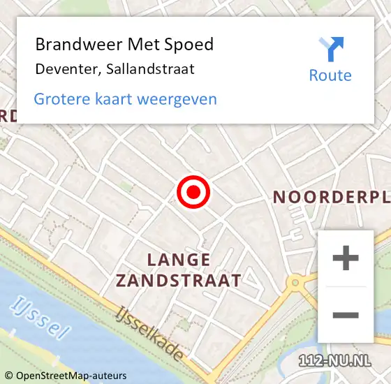 Locatie op kaart van de 112 melding: Brandweer Met Spoed Naar Deventer, Sallandstraat op 9 november 2024 03:24