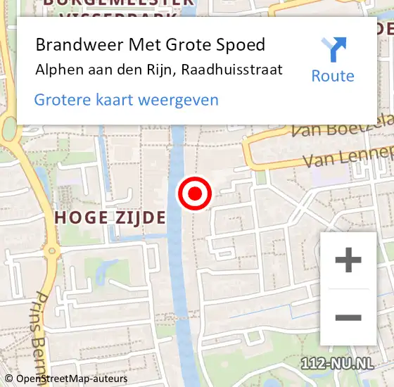 Locatie op kaart van de 112 melding: Brandweer Met Grote Spoed Naar Alphen aan den Rijn, Raadhuisstraat op 9 november 2024 04:08