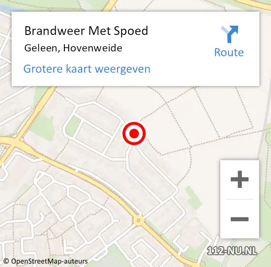 Locatie op kaart van de 112 melding: Brandweer Met Spoed Naar Geleen, Hovenweide op 9 november 2024 04:28