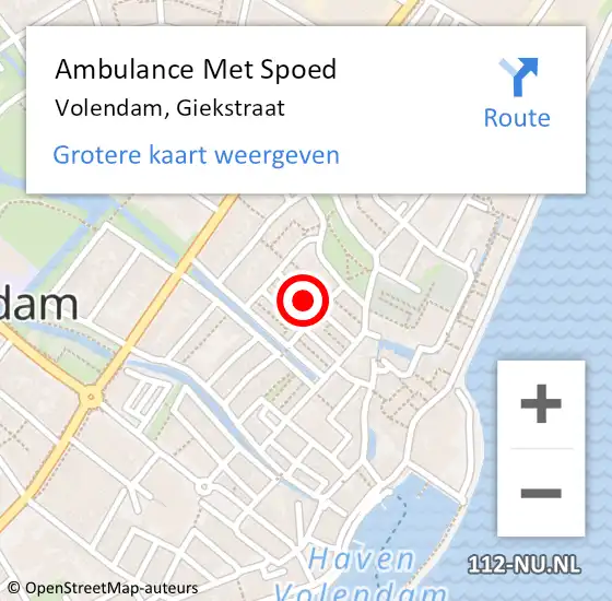 Locatie op kaart van de 112 melding: Ambulance Met Spoed Naar Volendam, Giekstraat op 9 november 2024 06:14