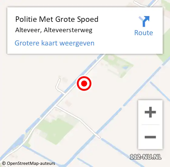 Locatie op kaart van de 112 melding: Politie Met Grote Spoed Naar Alteveer, Alteveersterweg op 9 november 2024 07:32