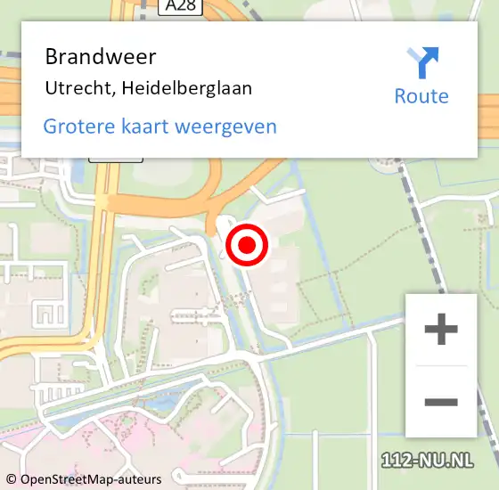 Locatie op kaart van de 112 melding: Brandweer Utrecht, Heidelberglaan op 9 november 2024 07:38