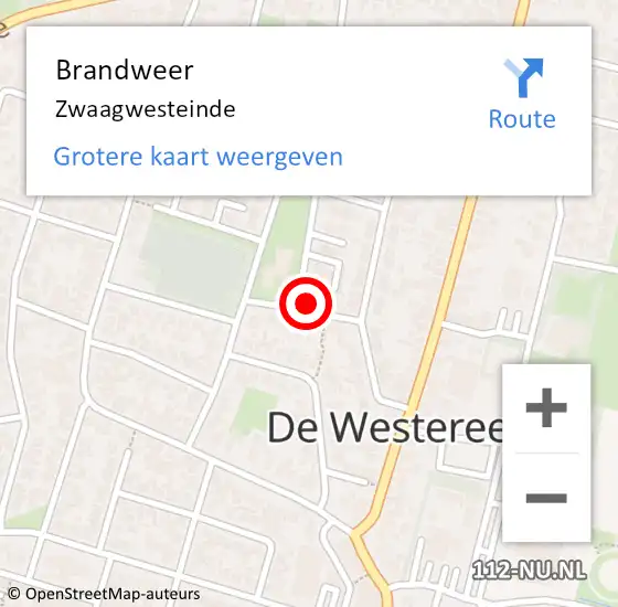 Locatie op kaart van de 112 melding: Brandweer Zwaagwesteinde op 26 oktober 2014 10:59