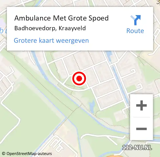 Locatie op kaart van de 112 melding: Ambulance Met Grote Spoed Naar Badhoevedorp, Kraayveld op 9 november 2024 08:19