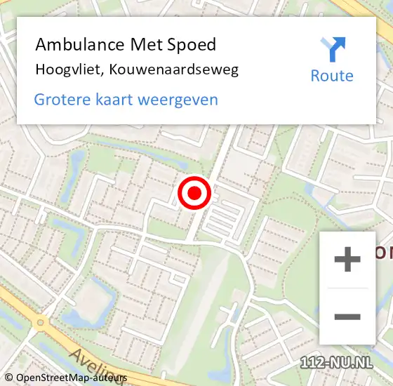 Locatie op kaart van de 112 melding: Ambulance Met Spoed Naar Hoogvliet, Kouwenaardseweg op 9 november 2024 08:32