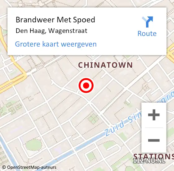 Locatie op kaart van de 112 melding: Brandweer Met Spoed Naar Den Haag, Wagenstraat op 9 november 2024 08:51