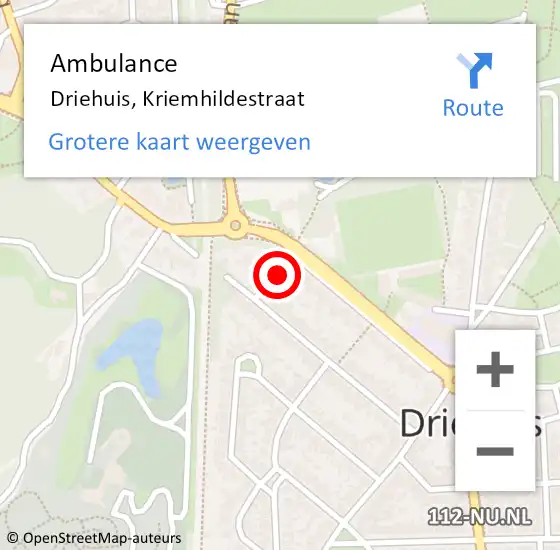 Locatie op kaart van de 112 melding: Ambulance Driehuis, Kriemhildestraat op 9 november 2024 09:02