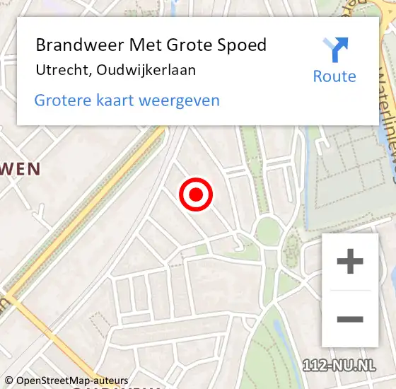 Locatie op kaart van de 112 melding: Brandweer Met Grote Spoed Naar Utrecht, Oudwijkerlaan op 9 november 2024 09:45