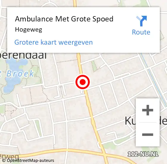 Locatie op kaart van de 112 melding: Ambulance Met Grote Spoed Naar Hogeweg op 26 oktober 2014 11:08