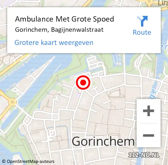 Locatie op kaart van de 112 melding: Ambulance Met Grote Spoed Naar Gorinchem, Bagijnenwalstraat op 9 november 2024 10:30