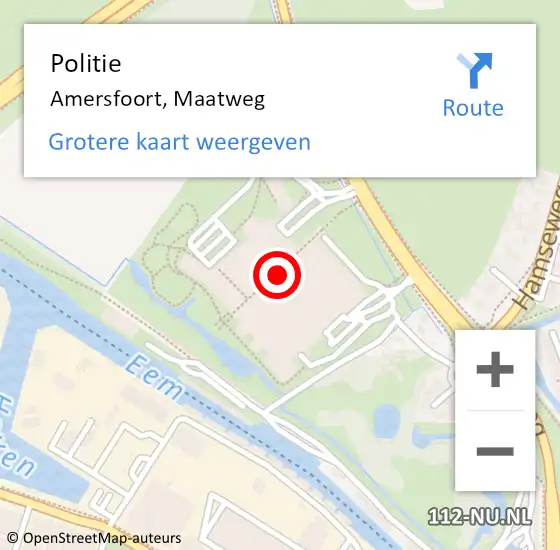 Locatie op kaart van de 112 melding: Politie Amersfoort, Maatweg op 9 november 2024 10:31