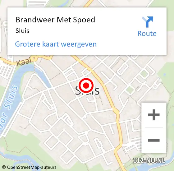 Locatie op kaart van de 112 melding: Brandweer Met Spoed Naar Sluis op 9 november 2024 10:40