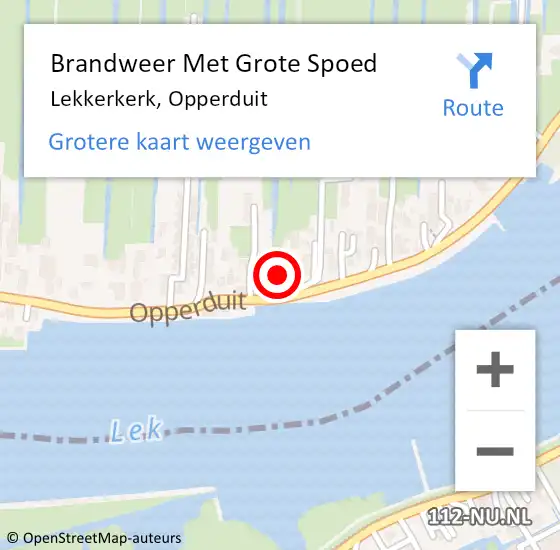 Locatie op kaart van de 112 melding: Brandweer Met Grote Spoed Naar Lekkerkerk, Opperduit op 9 november 2024 10:46