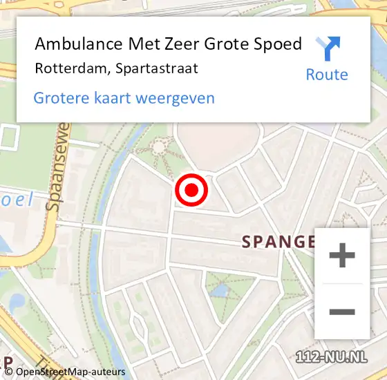 Locatie op kaart van de 112 melding: Ambulance Met Zeer Grote Spoed Naar Rotterdam, Spartastraat op 9 november 2024 10:47