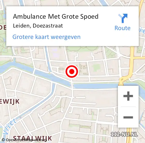 Locatie op kaart van de 112 melding: Ambulance Met Grote Spoed Naar Leiden, Doezastraat op 9 november 2024 11:03