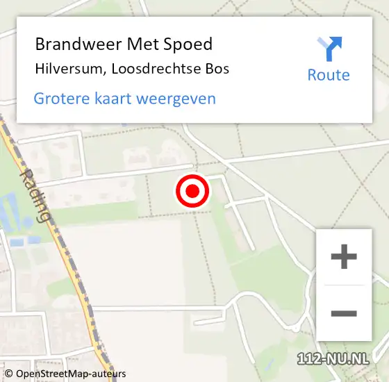 Locatie op kaart van de 112 melding: Brandweer Met Spoed Naar Hilversum, Loosdrechtse Bos op 9 november 2024 11:03