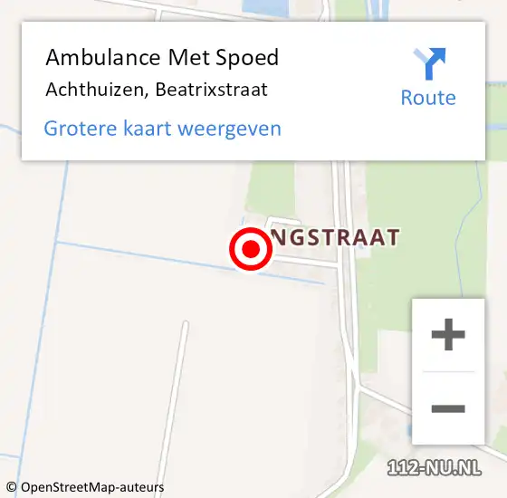 Locatie op kaart van de 112 melding: Ambulance Met Spoed Naar Achthuizen, Beatrixstraat op 9 november 2024 11:31