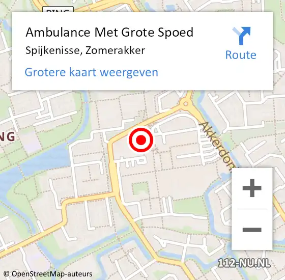 Locatie op kaart van de 112 melding: Ambulance Met Grote Spoed Naar Spijkenisse, Zomerakker op 9 november 2024 11:36