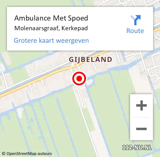 Locatie op kaart van de 112 melding: Ambulance Met Spoed Naar Molenaarsgraaf, Kerkepad op 9 november 2024 12:06