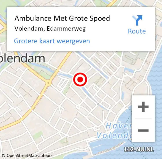 Locatie op kaart van de 112 melding: Ambulance Met Grote Spoed Naar Volendam, Edammerweg op 9 november 2024 12:08