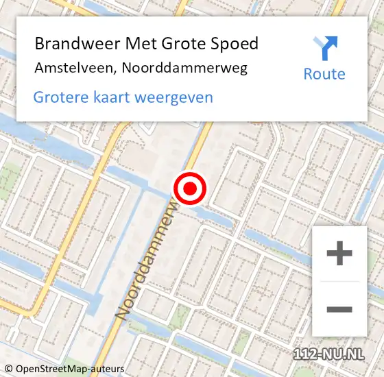 Locatie op kaart van de 112 melding: Brandweer Met Grote Spoed Naar Amstelveen, Noorddammerweg op 9 november 2024 12:15