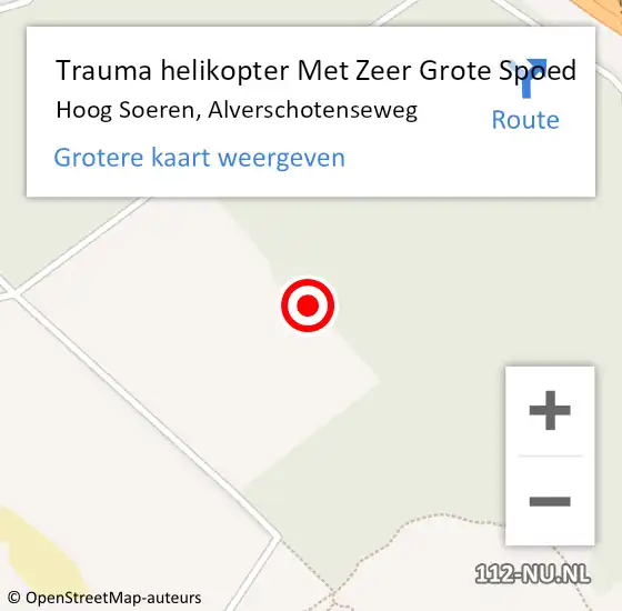 Locatie op kaart van de 112 melding: Trauma helikopter Met Zeer Grote Spoed Naar Hoog Soeren, Alverschotenseweg op 9 november 2024 12:28