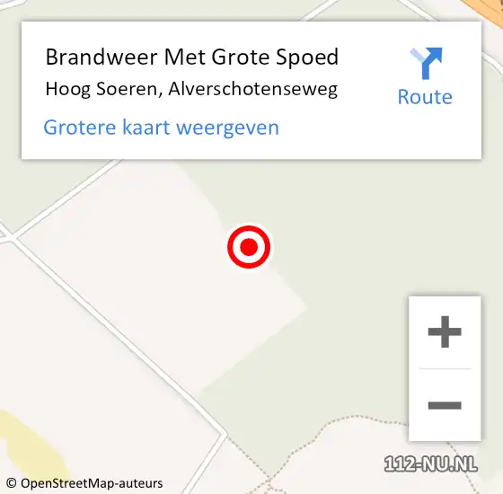 Locatie op kaart van de 112 melding: Brandweer Met Grote Spoed Naar Hoog Soeren, Alverschotenseweg op 9 november 2024 12:31