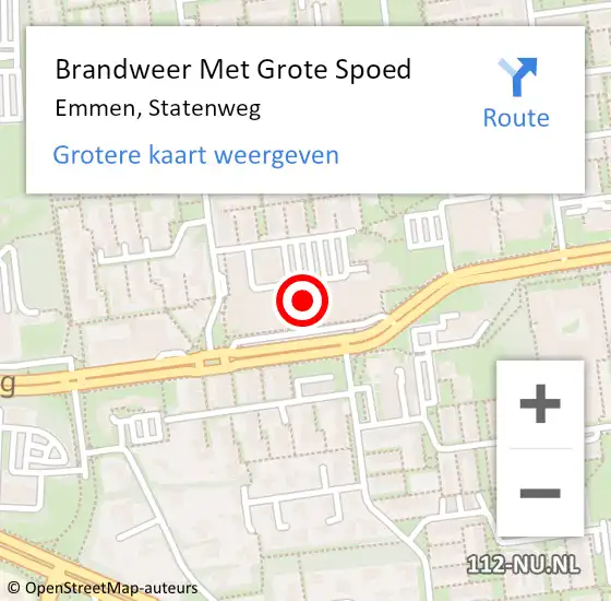 Locatie op kaart van de 112 melding: Brandweer Met Grote Spoed Naar Emmen, Statenweg op 9 november 2024 12:46