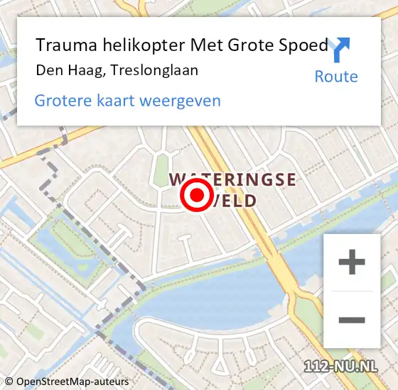 Locatie op kaart van de 112 melding: Trauma helikopter Met Grote Spoed Naar Den Haag, Treslonglaan op 9 november 2024 12:56