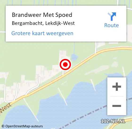 Locatie op kaart van de 112 melding: Brandweer Met Spoed Naar Bergambacht, Lekdijk-West op 9 november 2024 12:56