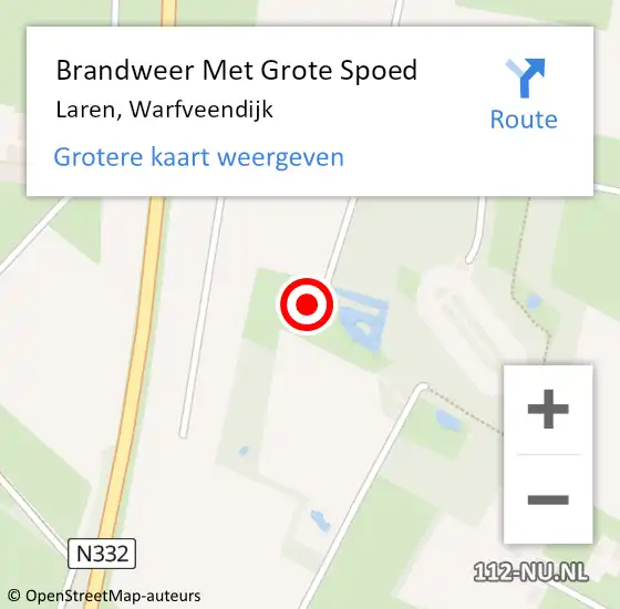 Locatie op kaart van de 112 melding: Brandweer Met Grote Spoed Naar Laren, Warfveendijk op 9 november 2024 13:14