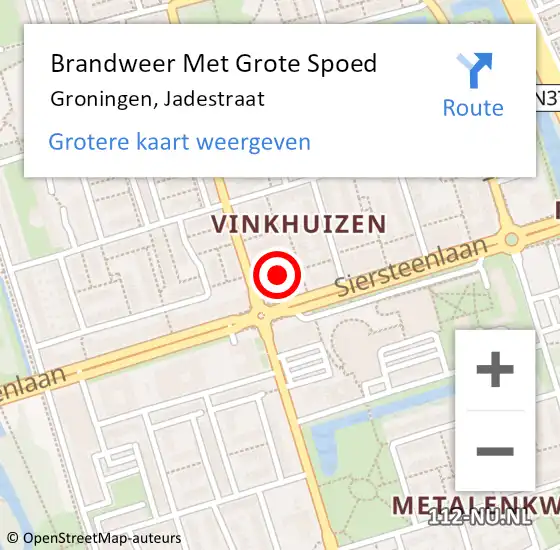 Locatie op kaart van de 112 melding: Brandweer Met Grote Spoed Naar Groningen, Jadestraat op 9 november 2024 13:20