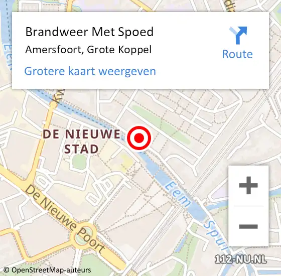 Locatie op kaart van de 112 melding: Brandweer Met Spoed Naar Amersfoort, Grote Koppel op 9 november 2024 13:39