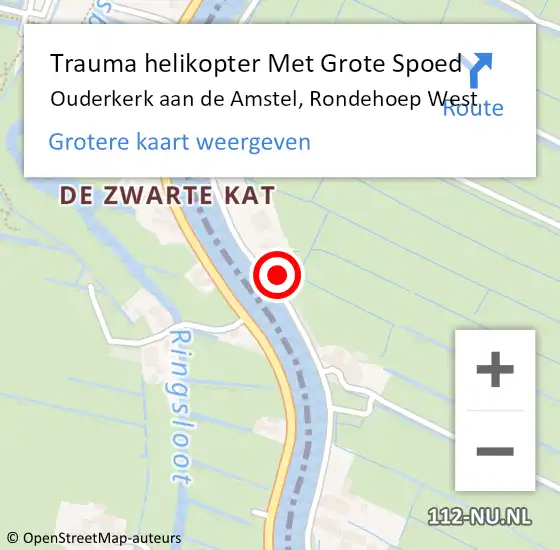 Locatie op kaart van de 112 melding: Trauma helikopter Met Grote Spoed Naar Ouderkerk aan de Amstel, Rondehoep West op 9 november 2024 13:44