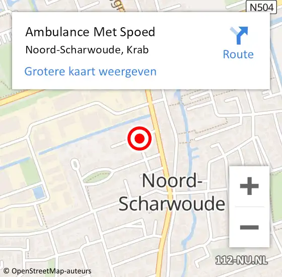 Locatie op kaart van de 112 melding: Ambulance Met Spoed Naar Noord-Scharwoude, Krab op 9 november 2024 13:48