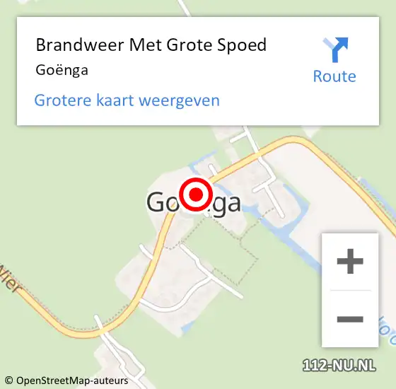 Locatie op kaart van de 112 melding: Brandweer Met Grote Spoed Naar Goënga op 9 november 2024 14:02