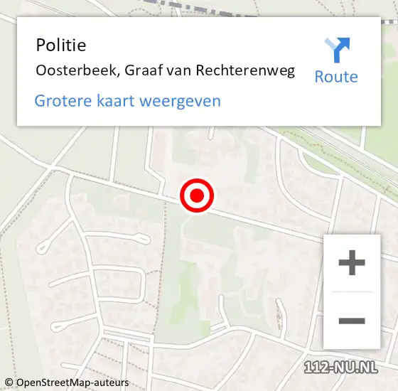 Locatie op kaart van de 112 melding: Politie Oosterbeek, Graaf van Rechterenweg op 9 november 2024 14:02