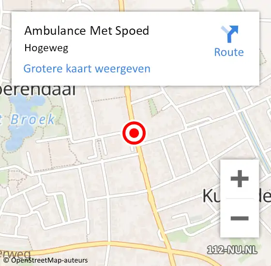 Locatie op kaart van de 112 melding: Ambulance Met Spoed Naar Hogeweg op 26 oktober 2014 11:34