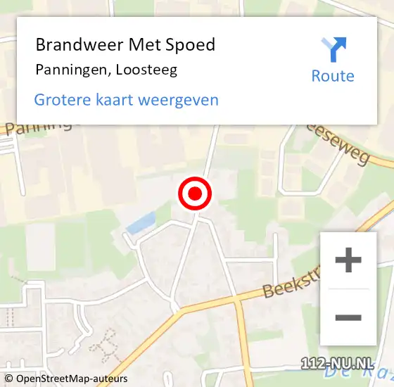 Locatie op kaart van de 112 melding: Brandweer Met Spoed Naar Panningen, Loosteeg op 9 november 2024 14:04