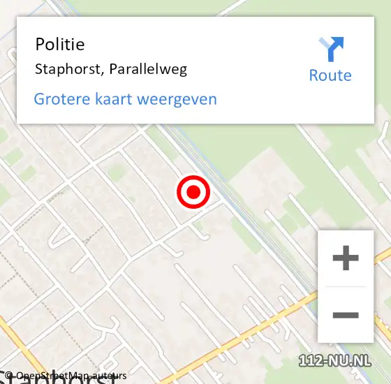 Locatie op kaart van de 112 melding: Politie Staphorst, Parallelweg op 9 november 2024 14:17