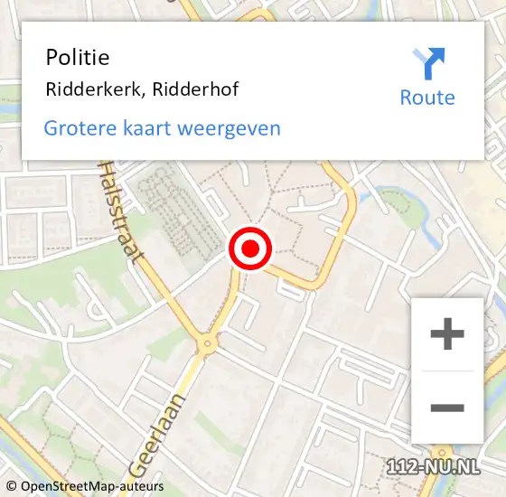 Locatie op kaart van de 112 melding: Politie Ridderkerk, Ridderhof op 9 november 2024 14:21