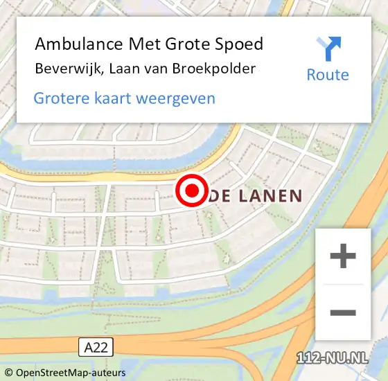 Locatie op kaart van de 112 melding: Ambulance Met Grote Spoed Naar Beverwijk, Laan van Broekpolder op 9 november 2024 14:37