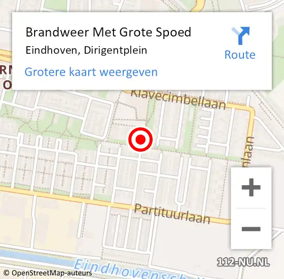 Locatie op kaart van de 112 melding: Brandweer Met Grote Spoed Naar Eindhoven, Dirigentplein op 9 november 2024 14:40