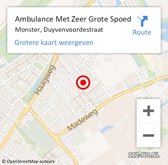 Locatie op kaart van de 112 melding: Ambulance Met Zeer Grote Spoed Naar Monster, Duyvenvoordestraat op 9 november 2024 15:14