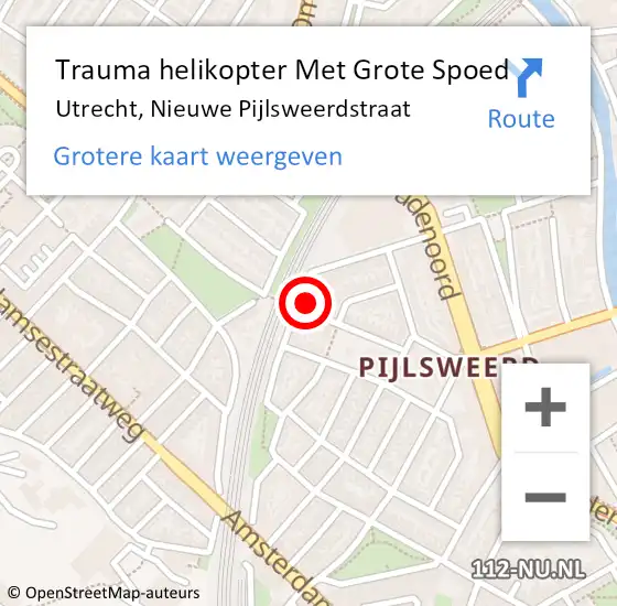 Locatie op kaart van de 112 melding: Trauma helikopter Met Grote Spoed Naar Utrecht, Nieuwe Pijlsweerdstraat op 9 november 2024 15:30