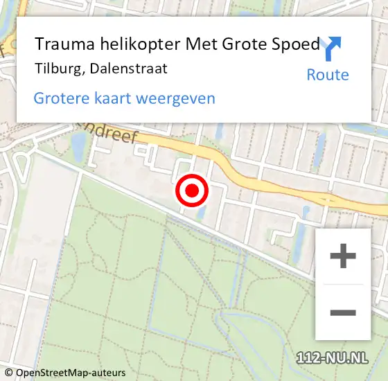 Locatie op kaart van de 112 melding: Trauma helikopter Met Grote Spoed Naar Tilburg, Dalenstraat op 9 november 2024 15:31